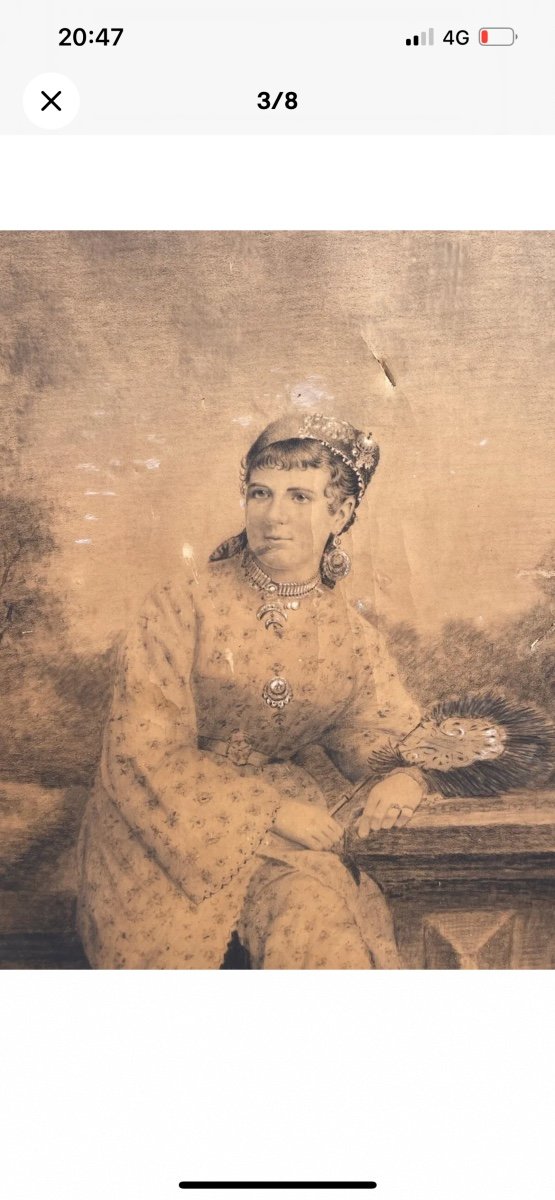 Bressan Philadelphia Usa Woman Portrait American Charcoal Nineteenth Napoleon III-photo-2