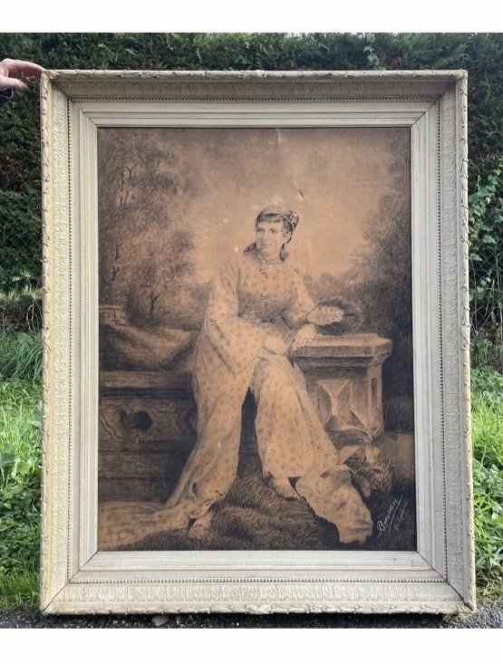 Bressan Philadelphia Usa Woman Portrait American Charcoal Nineteenth Napoleon III