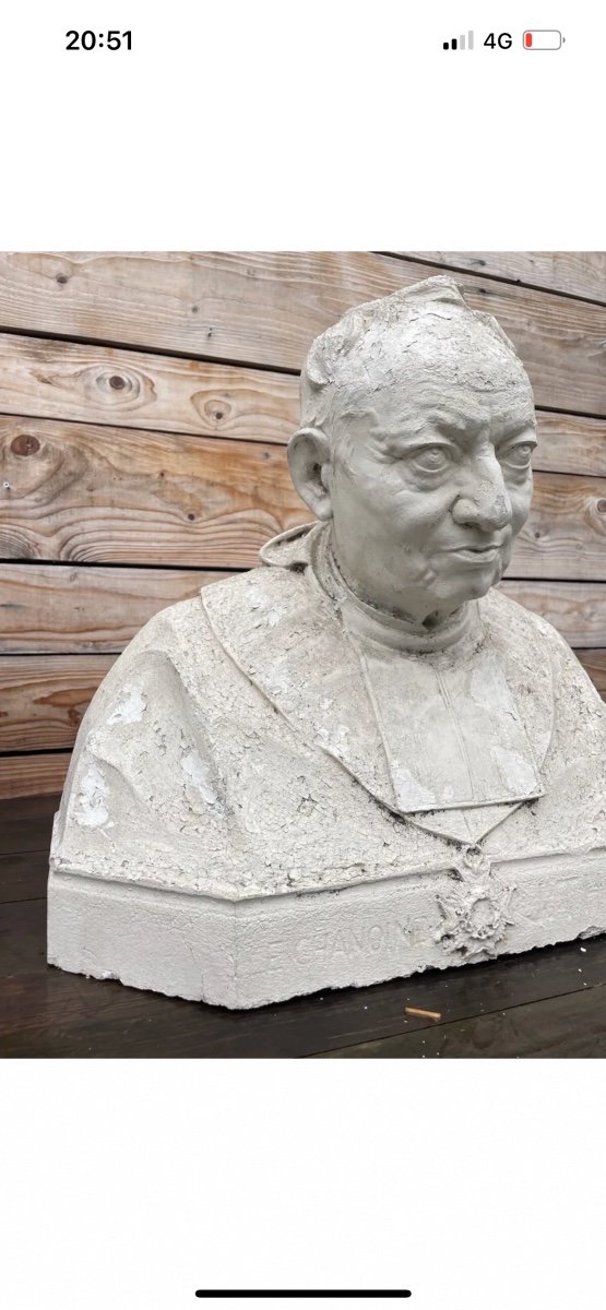 Hippolyte Lefèbvre Bust Of Canon Thoz Plaster Workshop Monastery Brittany-photo-3