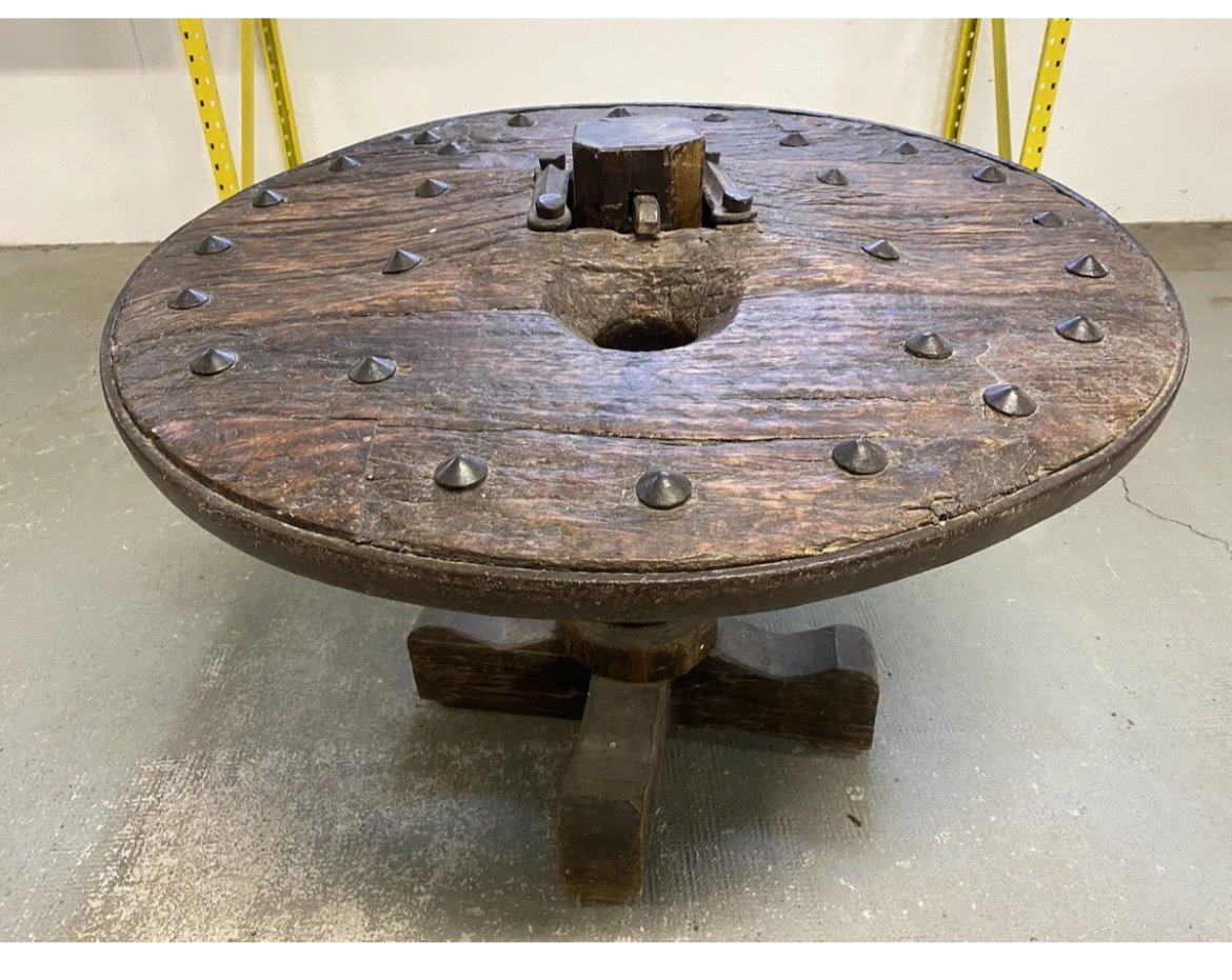Pedestal Table Chariot Wheel Charette Spain Portugal High Period Popular Art