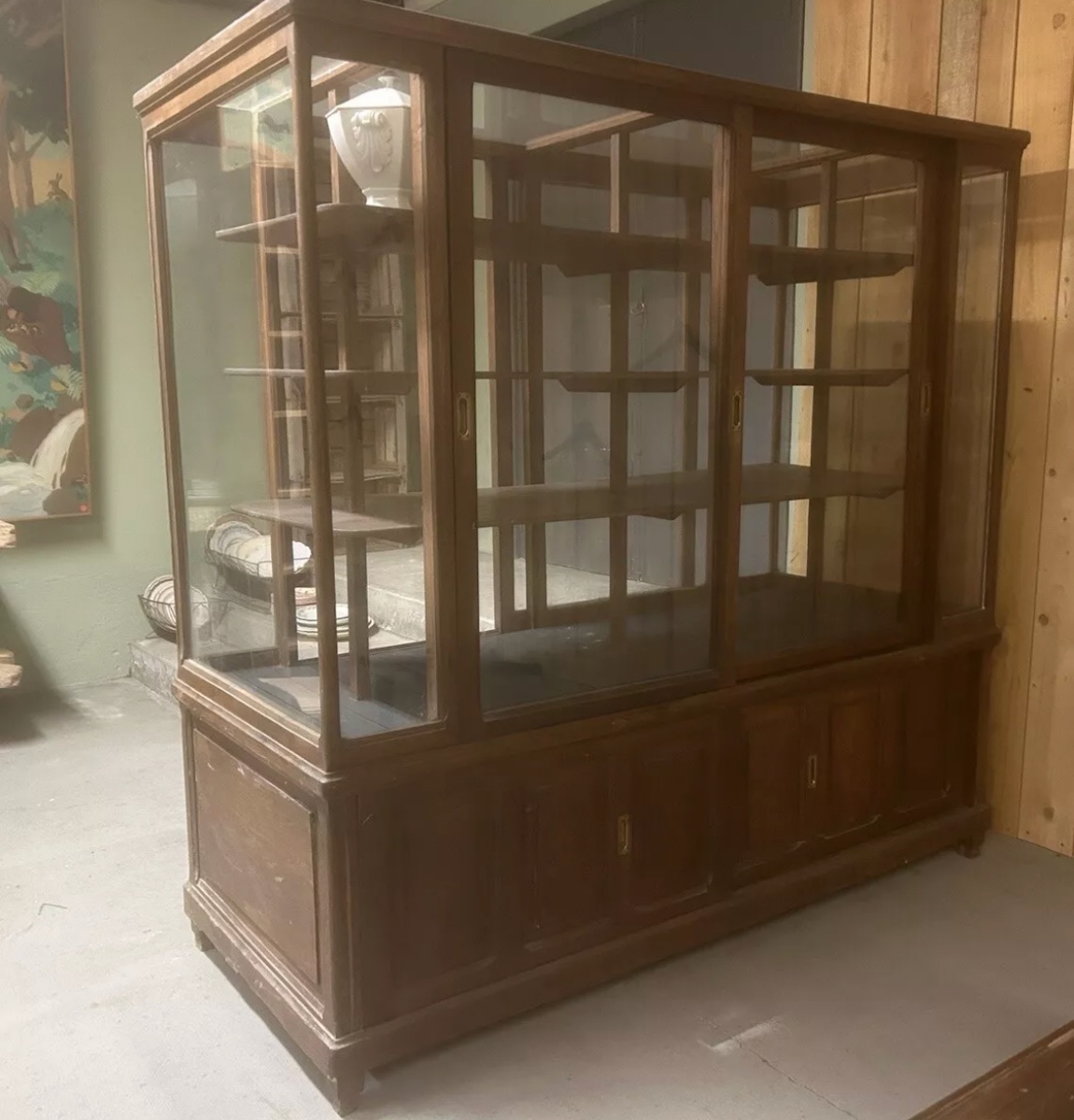 Antique Middle Display Case Exhibition Shop Museum Collection 190x190x80cm