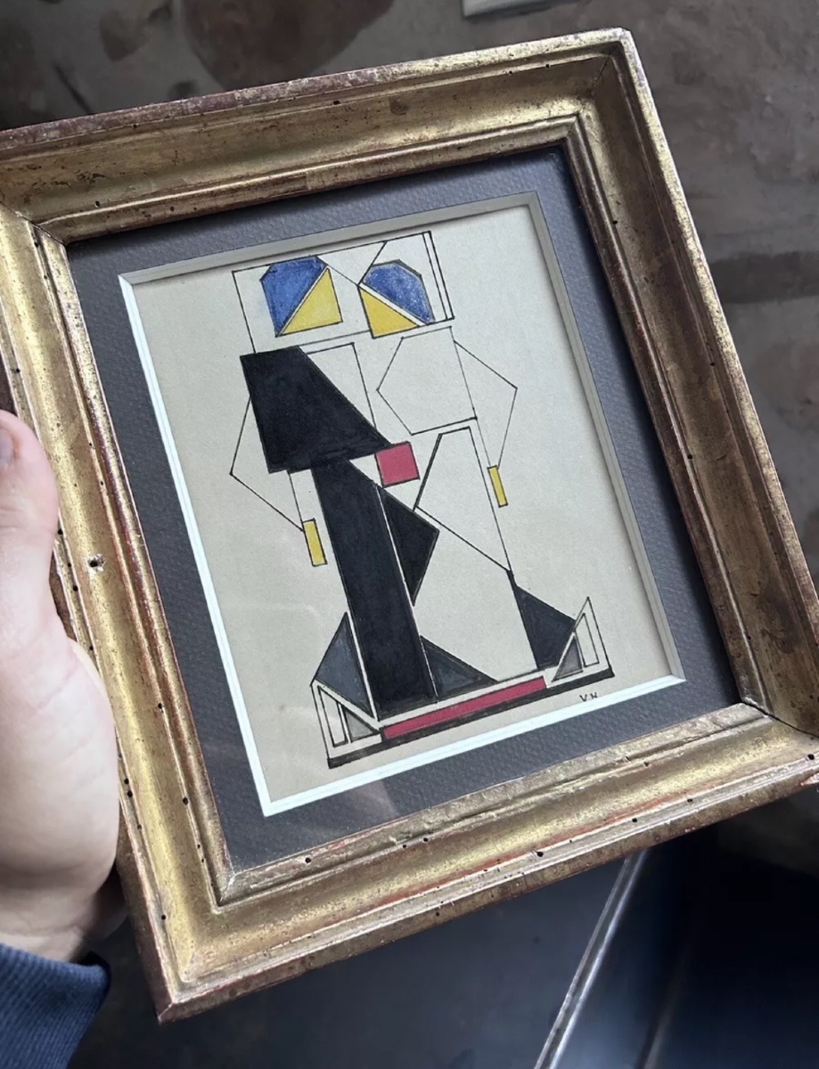 Vilmos Huszár Drawing Watercolor Original Painting Stijl Bauhaus Piet Mondrian