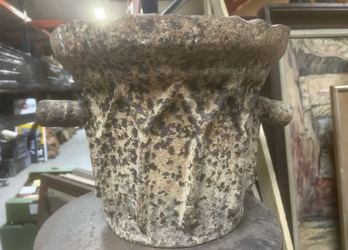 Large Mortar 38cm Gothic High Period XV XVIth Castle Pharmacy Old