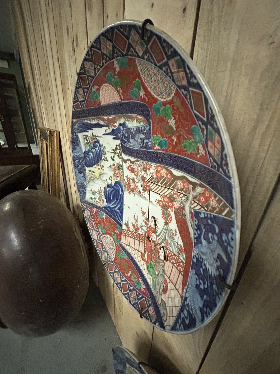 60cm Paire de Grand Plat Imari XIXeme Japon Japonais Ancien Napoléon III-photo-4