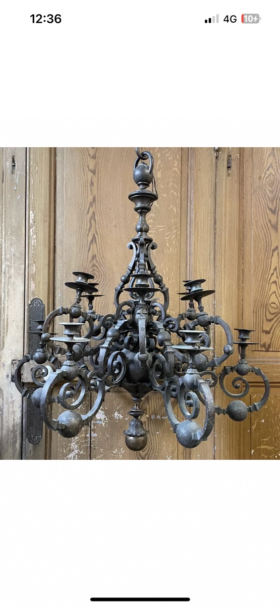 19th Century Bronze Chandelier From The Château -photo-2