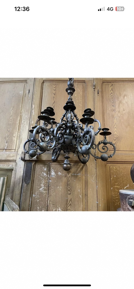 19th Century Bronze Chandelier From The Château -photo-3