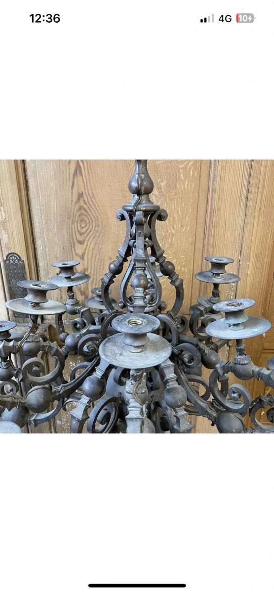 19th Century Bronze Chandelier From The Château -photo-4