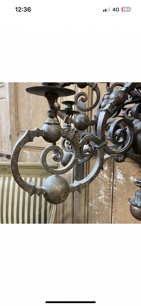 19th Century Bronze Chandelier From The Château -photo-1