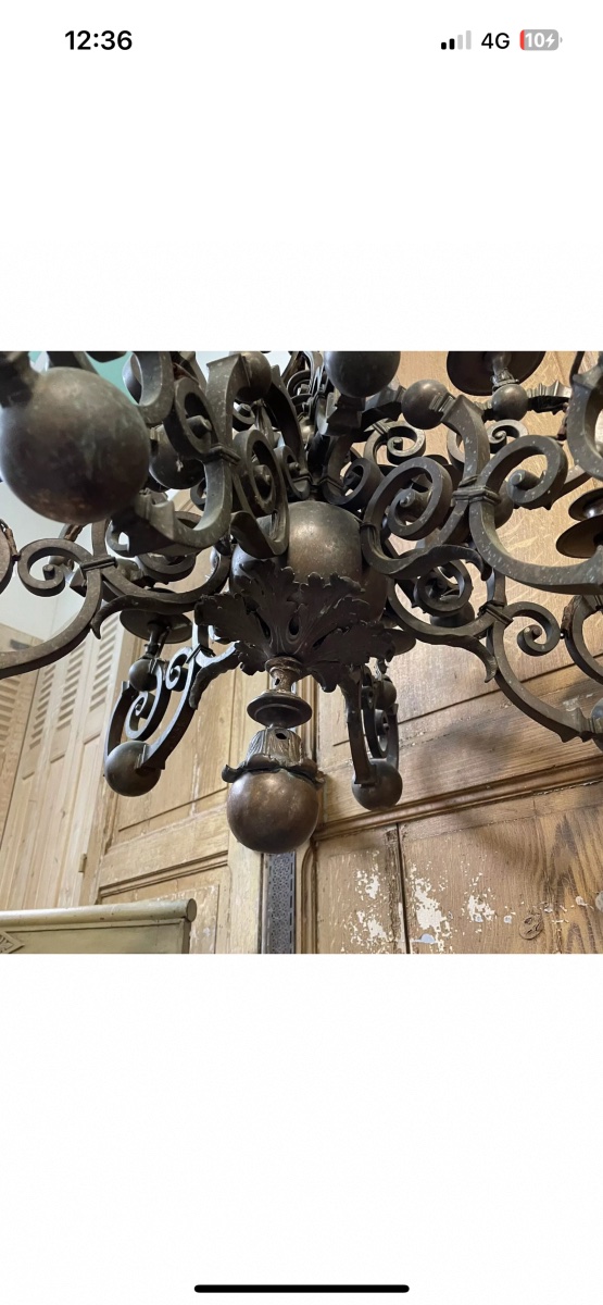 19th Century Bronze Chandelier From The Château -photo-3