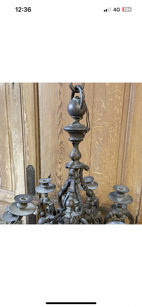 19th Century Bronze Chandelier From The Château -photo-8