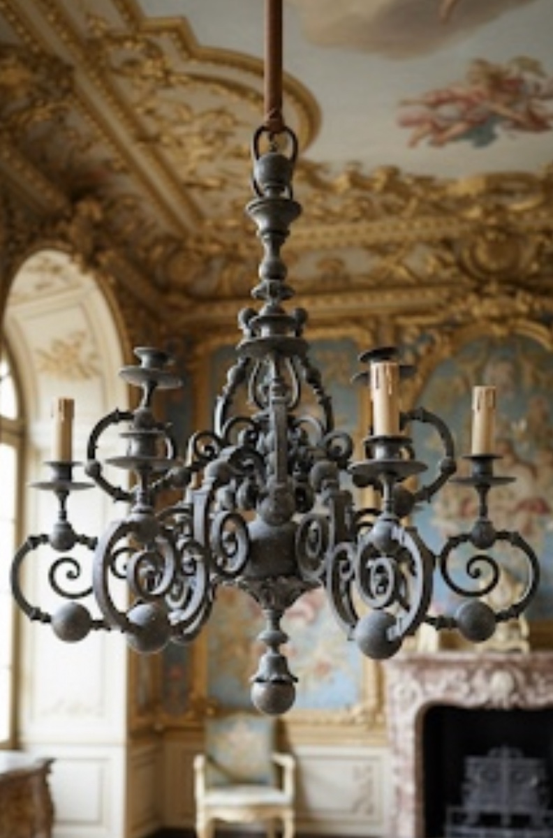 19th Century Bronze Chandelier From The Château 
