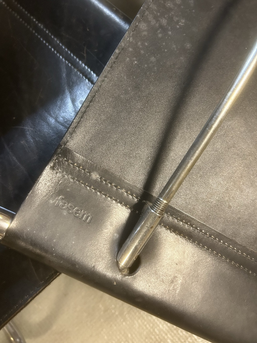 Set Of 20 Black Leather Chairs By Matteo Grassi For Fasem, Marcel Breuer Knoll-photo-4