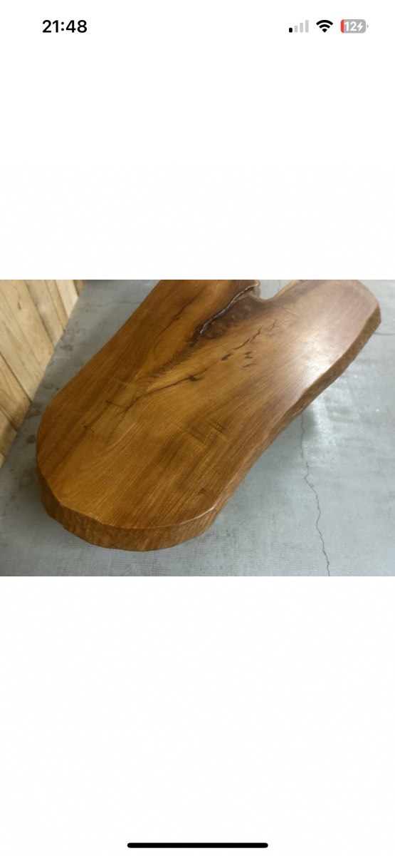 150cm Large Brutalist Design Coffee Table, Solid Wood, 1950s-photo-3