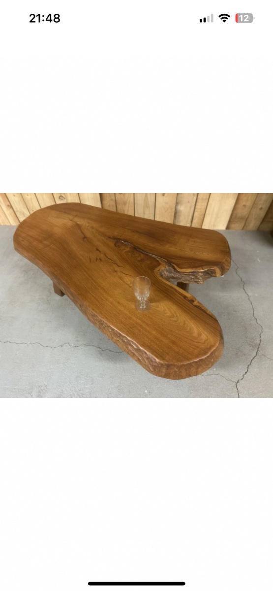 150cm Large Brutalist Design Coffee Table, Solid Wood, 1950s-photo-4