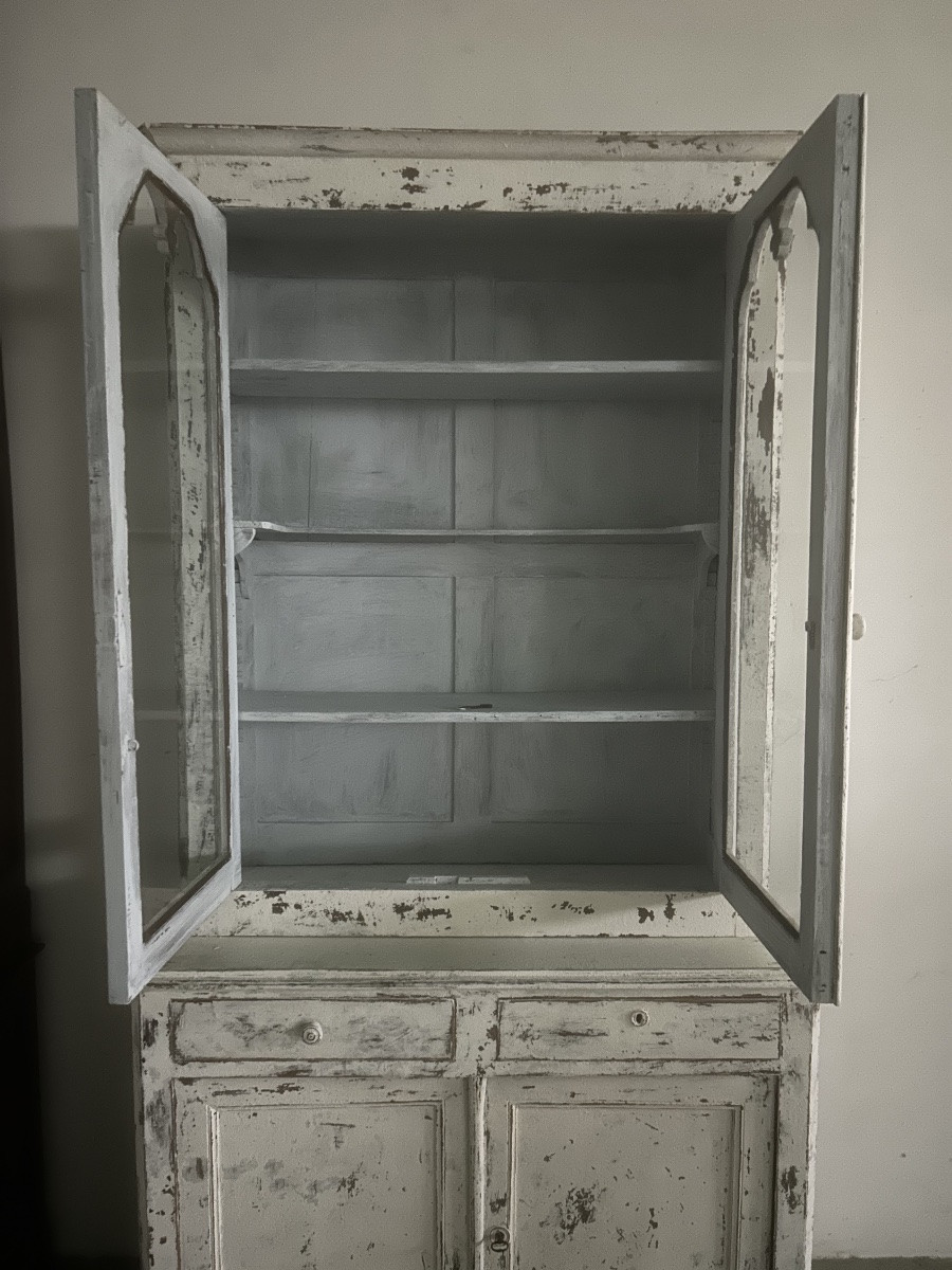 Bookcase, Glass-fronted Cabinet, Display Cabinet, 19th Century, Antique Patina, Sideboard, Shelf, Buffet-photo-4