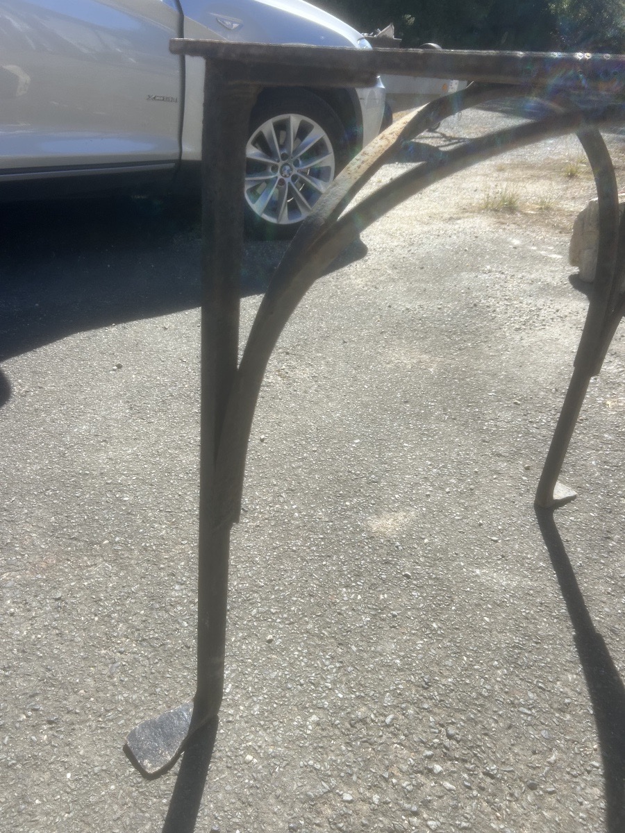 Antique Wrought-iron Garden Table Leg, Handcrafted Furniture, Butcher's Table-photo-2