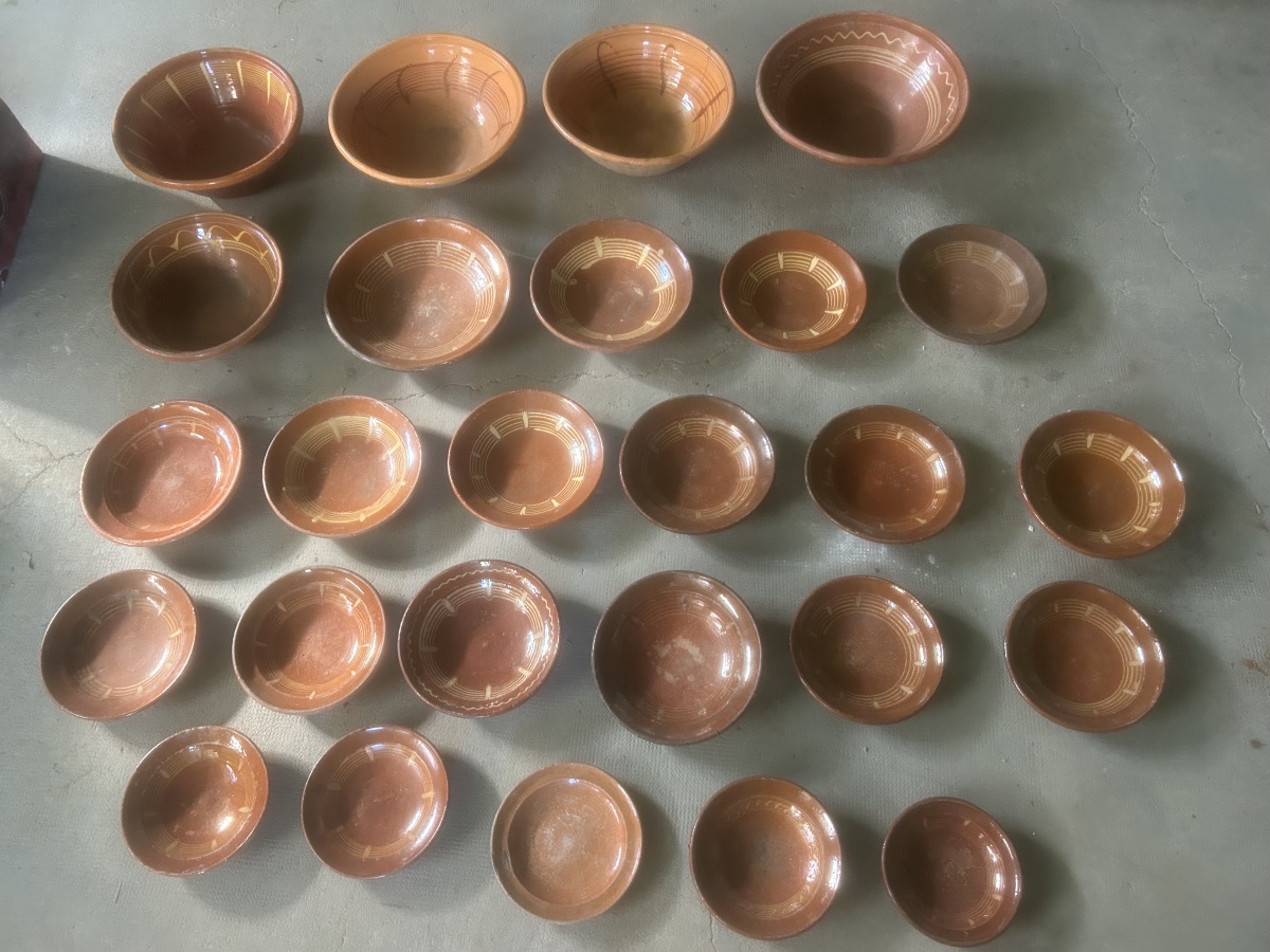 Set Of 26: Varnished Terracotta Pottery Dish, Old Southwest-style Grease Pot-photo-4
