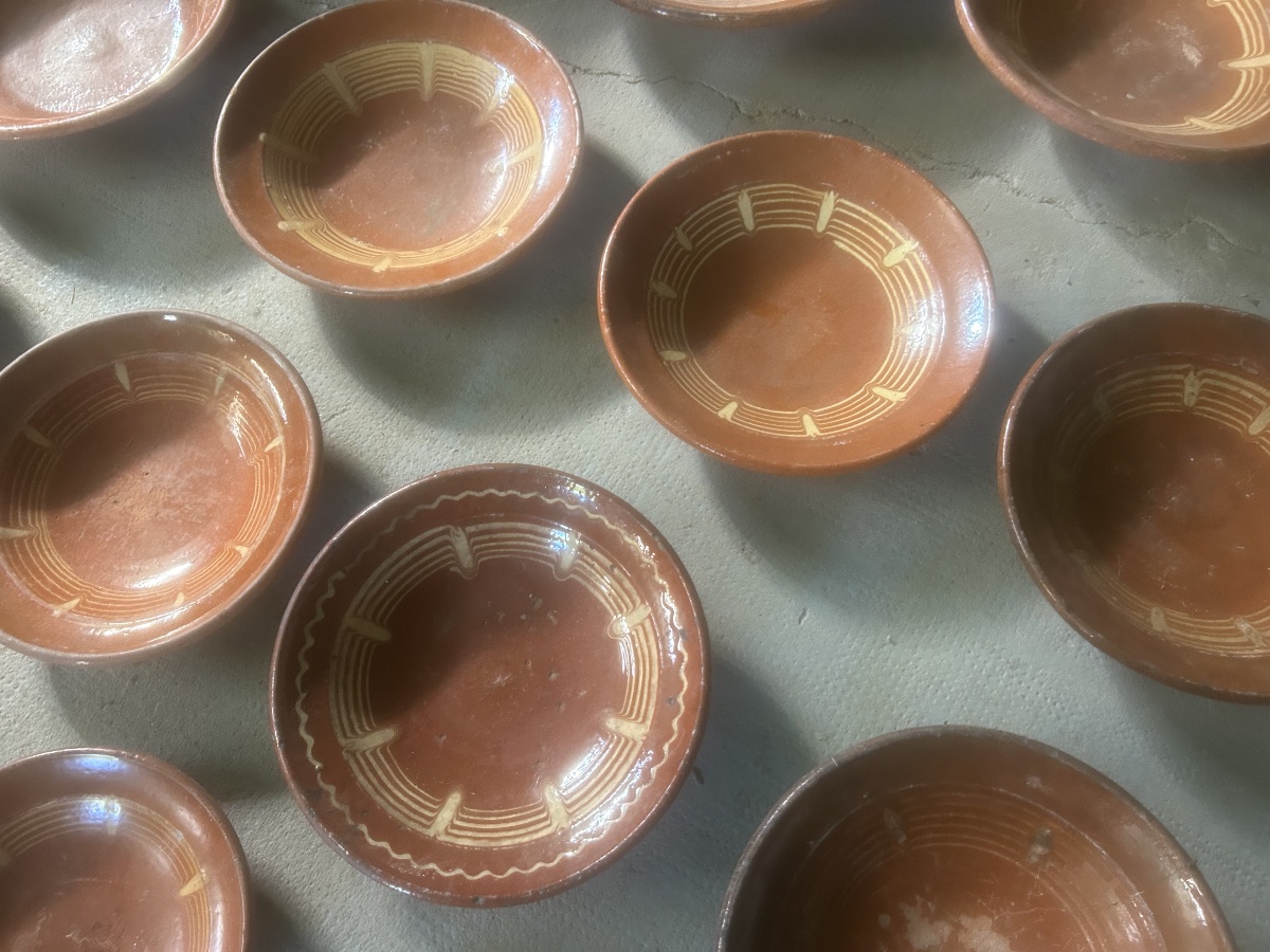 Set Of 26: Varnished Terracotta Pottery Dish, Old Southwest-style Grease Pot-photo-1
