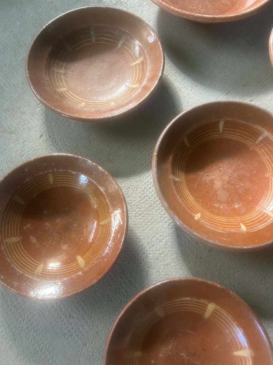 Set Of 26: Varnished Terracotta Pottery Dish, Old Southwest-style Grease Pot-photo-4
