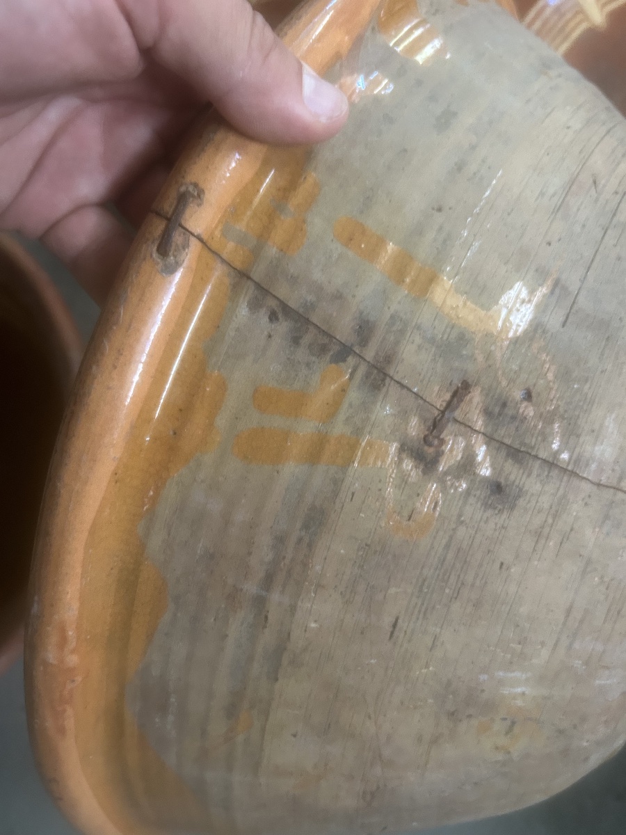 Set Of 26: Varnished Terracotta Pottery Dish, Old Southwest-style Grease Pot-photo-7