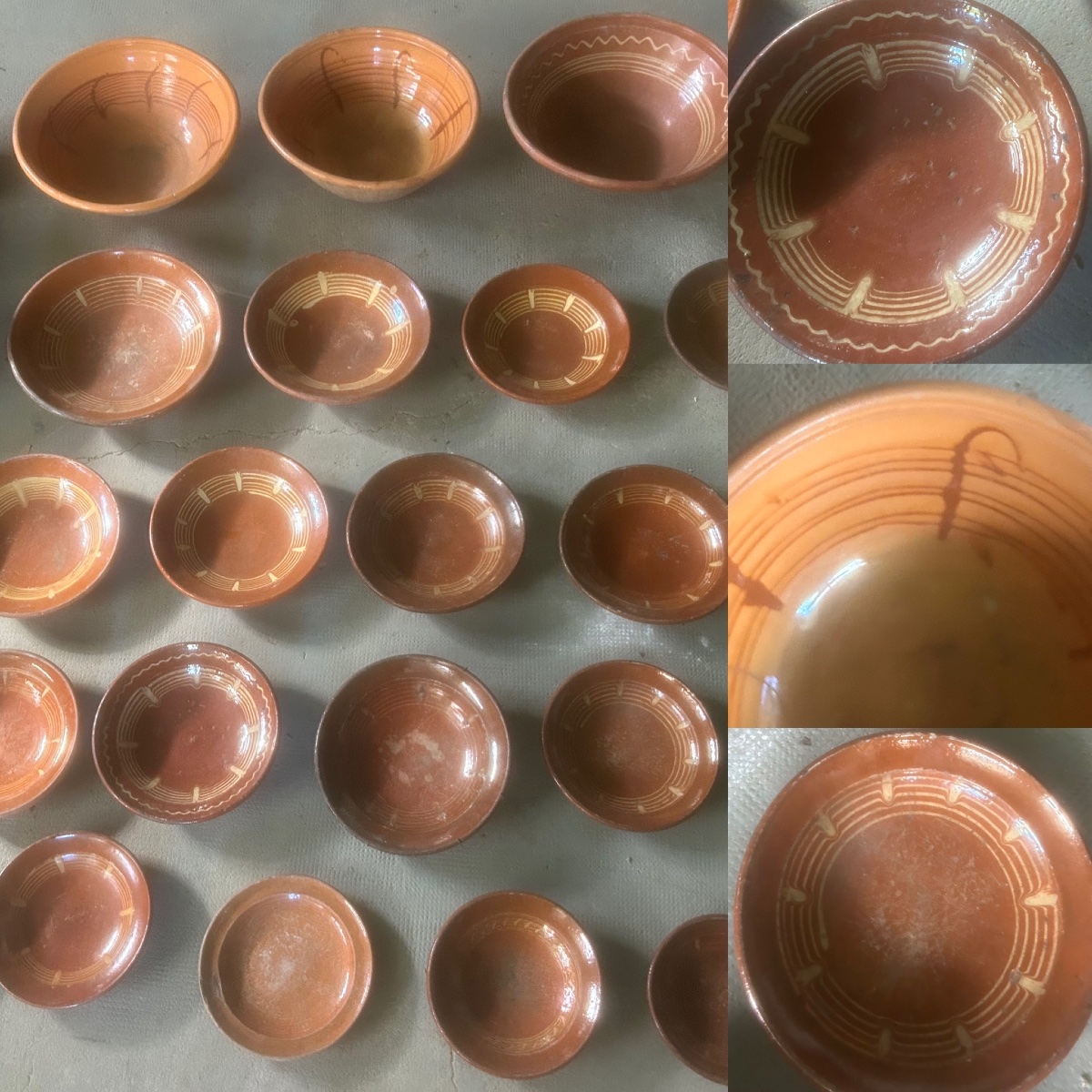 Set Of 26: Varnished Terracotta Pottery Dish, Old Southwest-style Grease Pot