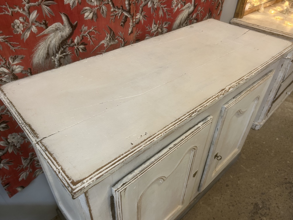 Buffet Patiné Blanche Ancien Meuble Peint Enfilade XIXeme-photo-1