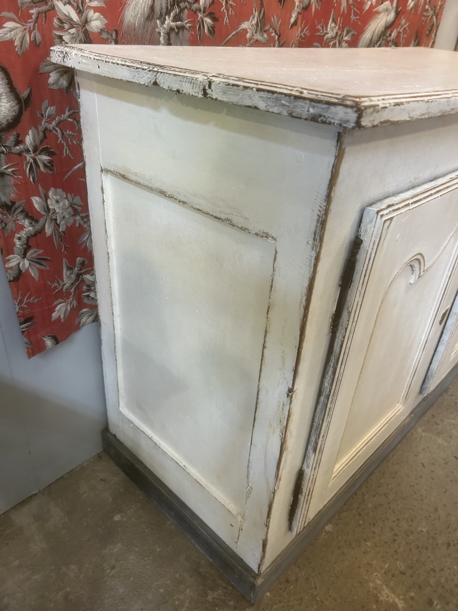 Buffet Patiné Blanche Ancien Meuble Peint Enfilade XIXeme-photo-2