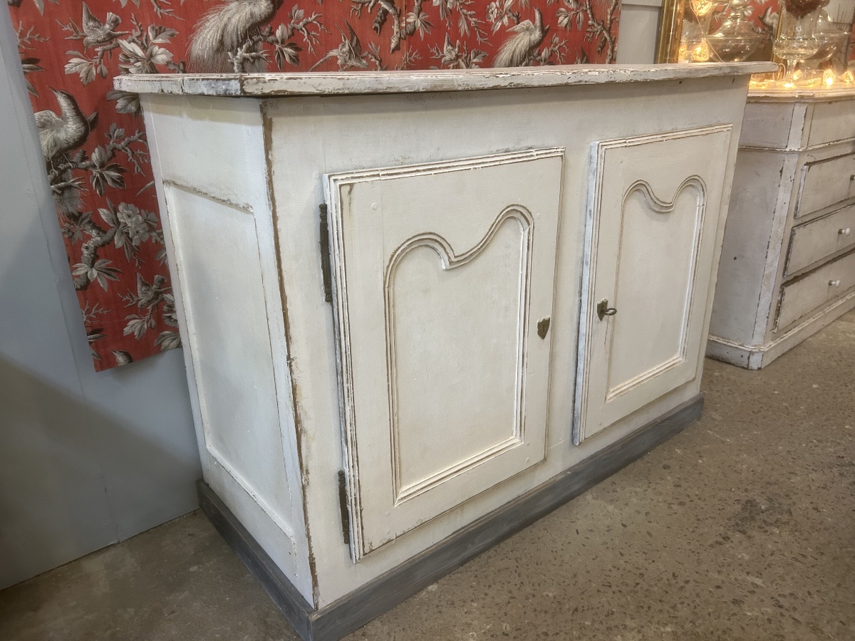 Buffet Patiné Blanche Ancien Meuble Peint Enfilade XIXeme