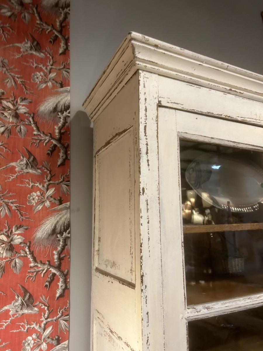 19th-century Glass-fronted Cabinet, Display Case, Antique Patina, Sideboard, Shelving Unit, Buffet-photo-3