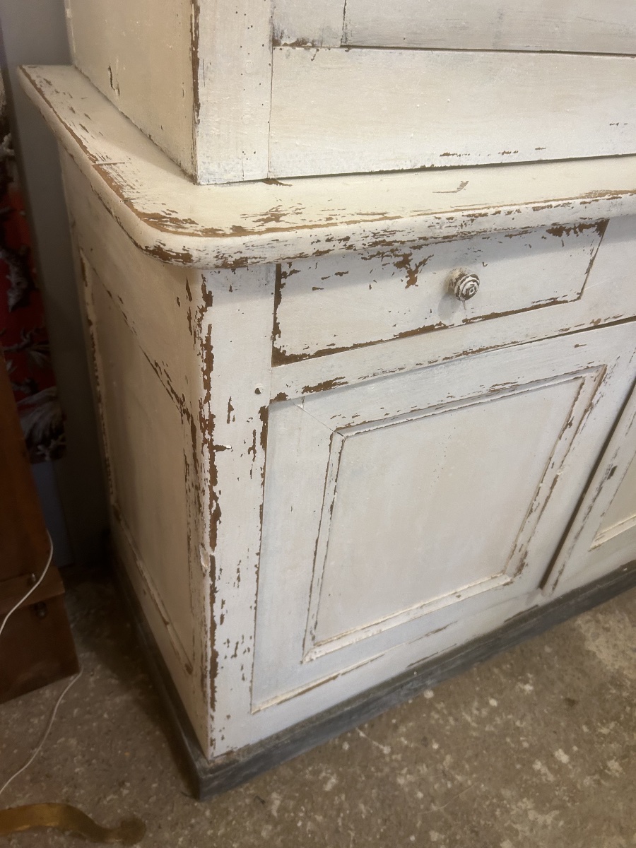 19th-century Glass-fronted Cabinet, Display Case, Antique Patina, Sideboard, Shelving Unit, Buffet-photo-4