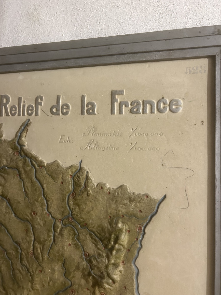 Vintage Henri Arnold Fiber-cement School Relief Map Of France, 1936-photo-2