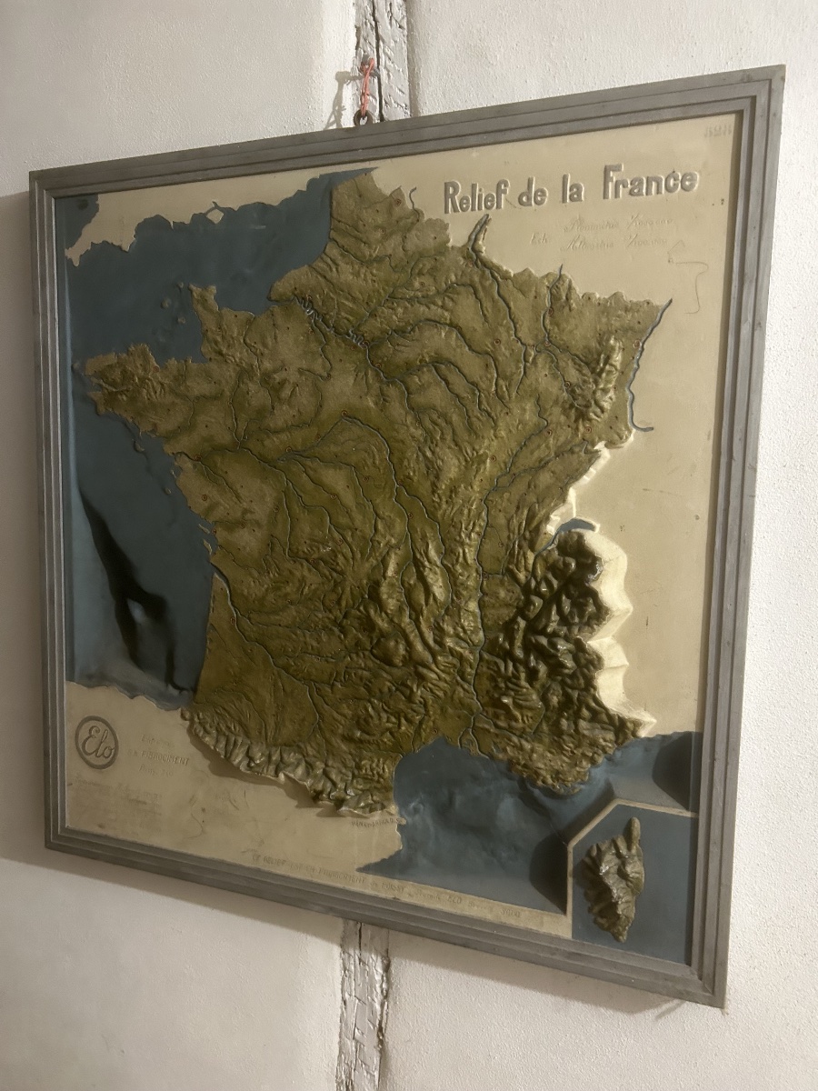 Vintage Henri Arnold Fiber-cement School Relief Map Of France, 1936