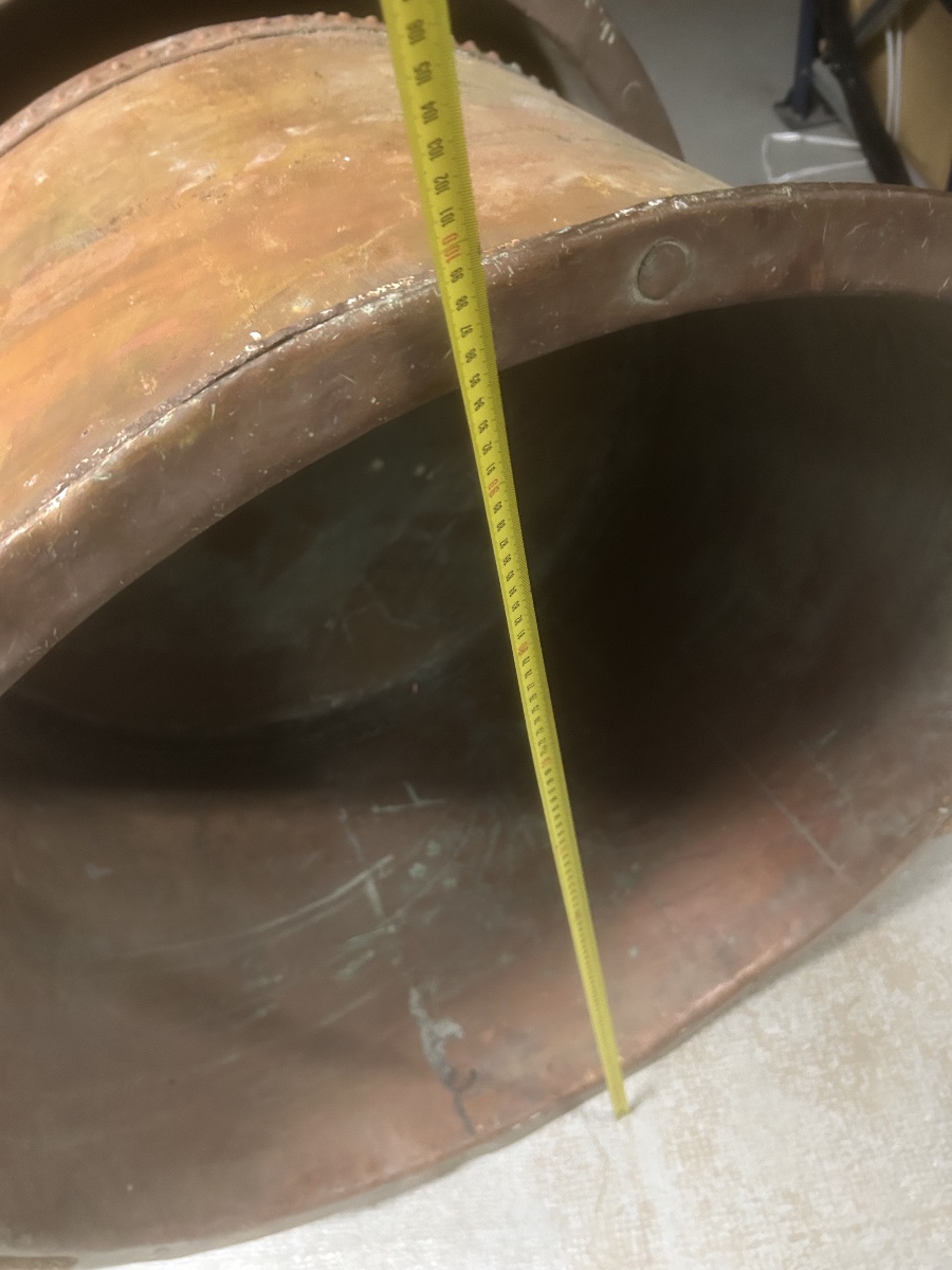 100cm Cuve en Cuivre Chaudron Géant Cache Pot Vase XVIIIeme Cuisine Ancienne-photo-2