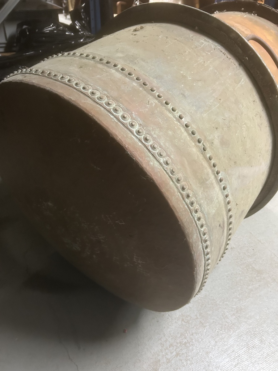 100cm Cuve en Cuivre Chaudron Géant Cache Pot Vase XVIIIeme Cuisine Ancienne-photo-4