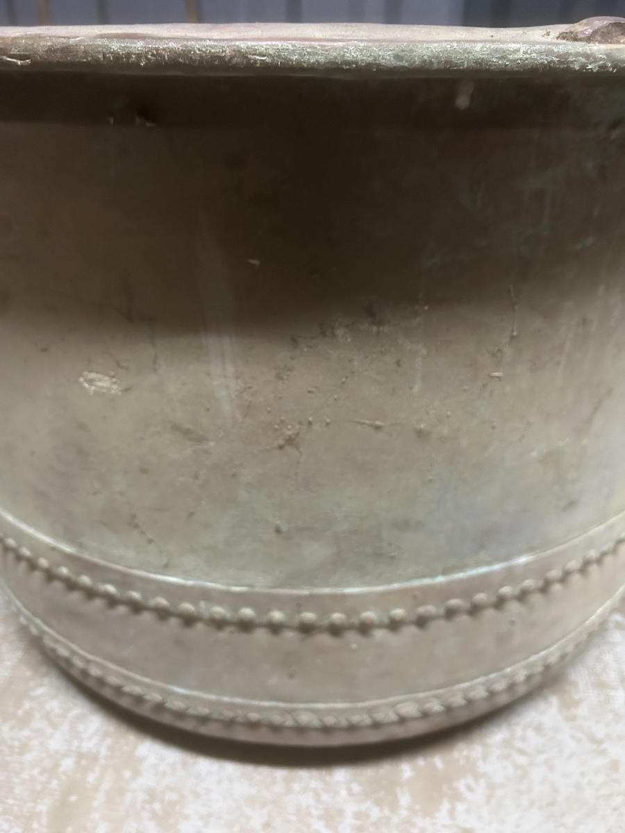 100cm Cuve en Cuivre Chaudron Géant Cache Pot Vase XVIIIeme Cuisine Ancienne-photo-4