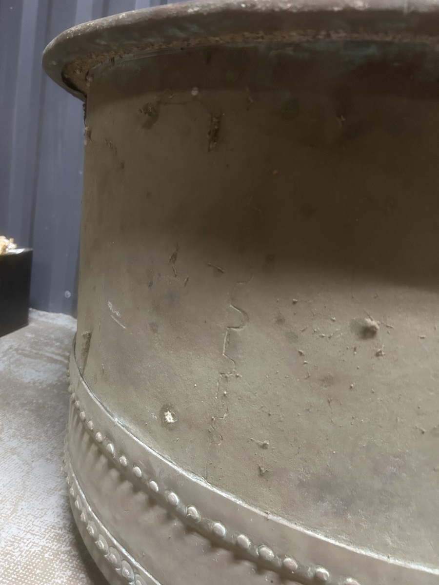 100cm Cuve en Cuivre Chaudron Géant Cache Pot Vase XVIIIeme Cuisine Ancienne-photo-6
