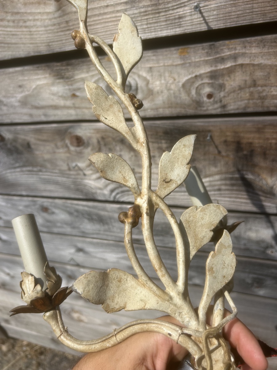 Maison Baguès Paris, Authenticated Model, Pair Of Vintage Sheet Metal Wall Sconces, 1950s Design-photo-3
