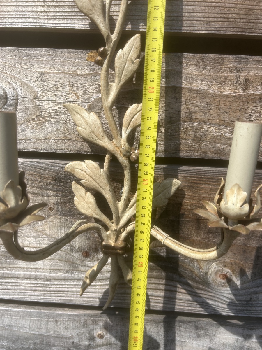 Maison Baguès Paris, Authenticated Model, Pair Of Vintage Sheet Metal Wall Sconces, 1950s Design-photo-3