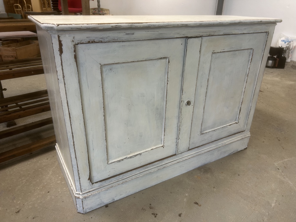 Antique Sideboard With Painted Patina, Provence-style Antique Country Furniture, Folk Art