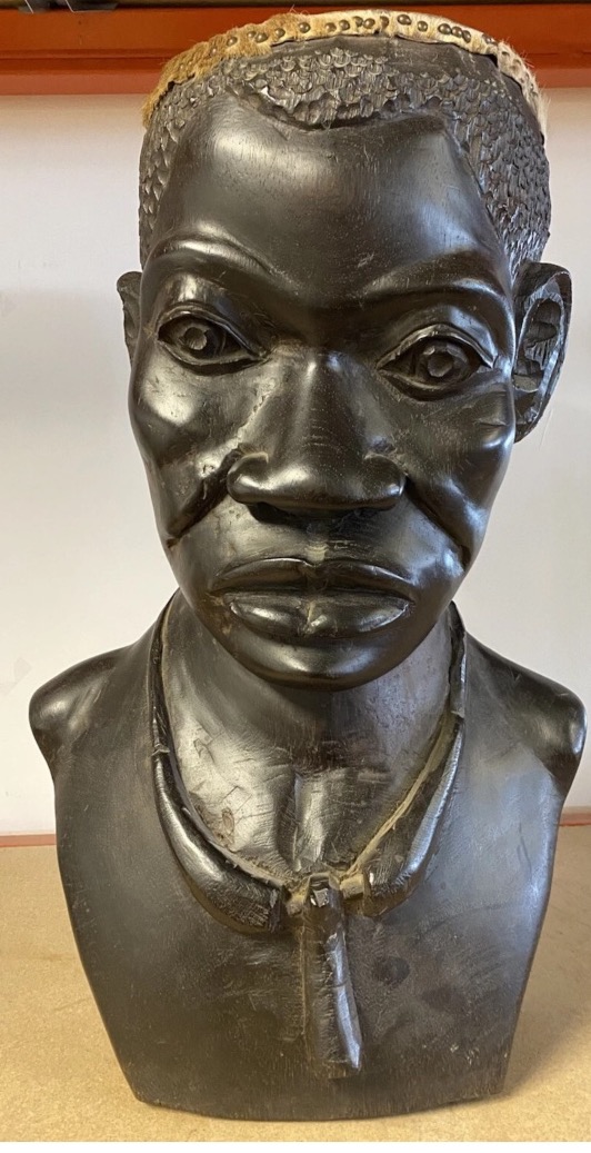 70cm Grand Buste Tambour Africain Sculpture Art Deco Vintage Instrument Art