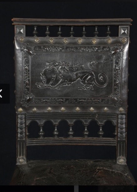 Set Of 6 Blackened Wood And Leather Chairs, 19th Century, Napoleon III, Henry Ii, Château Style -photo-4