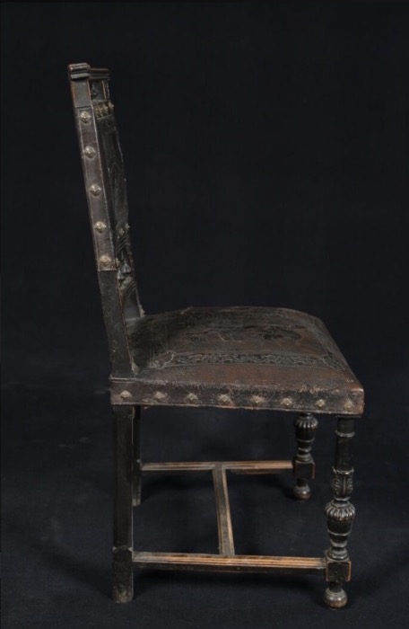 Set Of 6 Blackened Wood And Leather Chairs, 19th Century, Napoleon III, Henry Ii, Château Style -photo-6