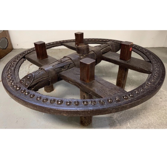 Roue de Char Charrette Portugal Espagne Haute Époque Table Basse Art Populaire