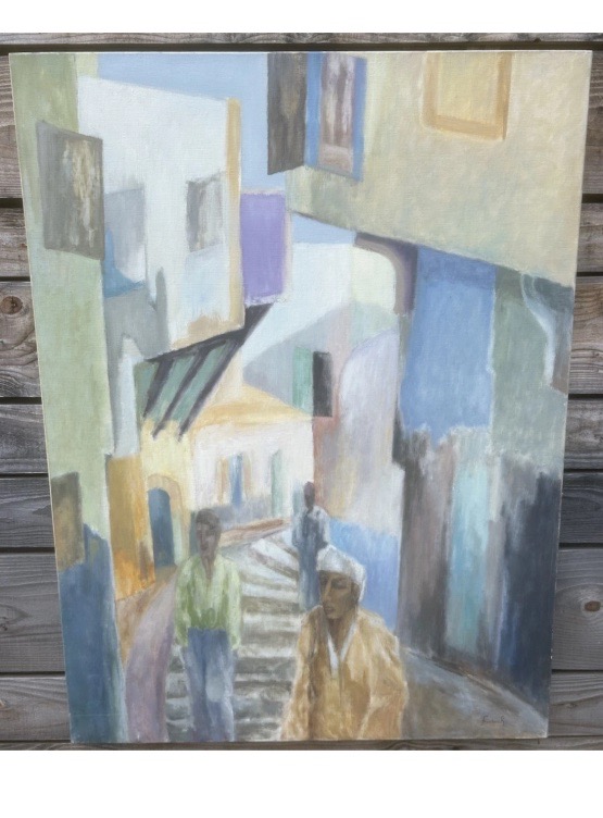 130x100cm Grand Format Peinture Ancienne Art Contemporain Orientaliste Maroc