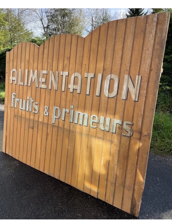 Alimentation Fruit et Primeur Épicerie Enseigne Plaque Publicitaire Peint Ancien