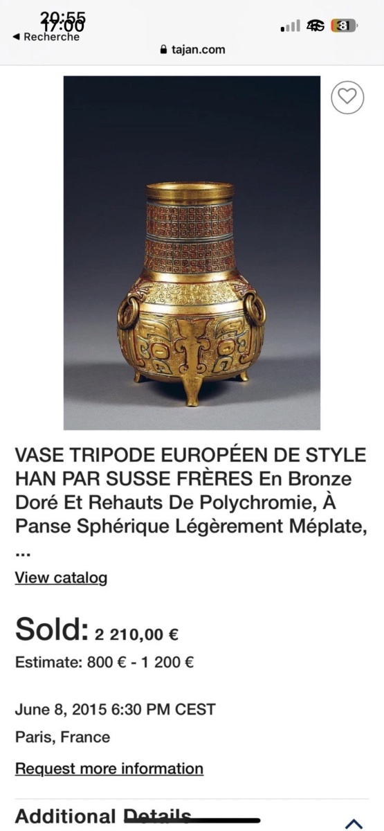 Susse Frères Fondeur Bronze Napoléon III Chine Han Chinoiserie Vase Chinois-photo-3