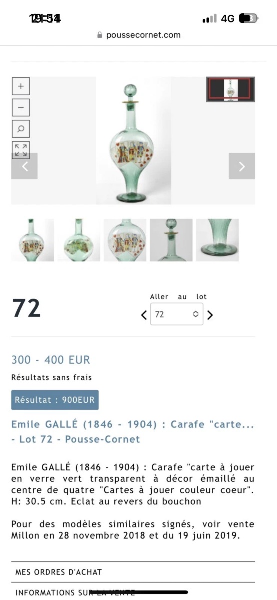 Emile Gallé Enameled Glass, "playing Card" Model, 19th Century Enamel Glass-photo-3