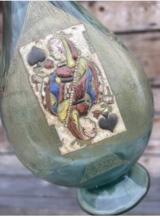 Emile Gallé Enameled Glass, "playing Card" Model, 19th Century Enamel Glass