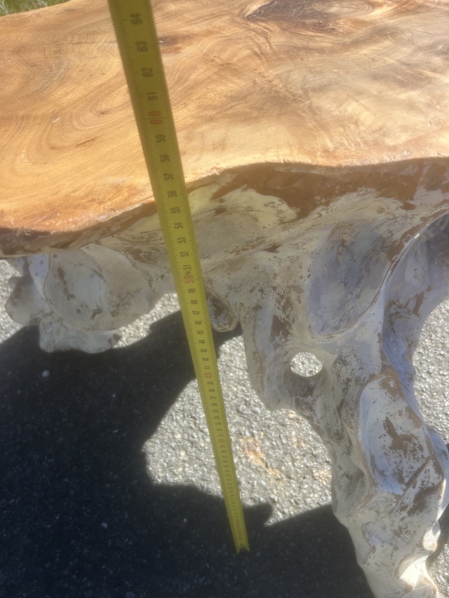 Antique Carved Root Coffee Table, Vintage Brutalist Design, Solid Wood-photo-3