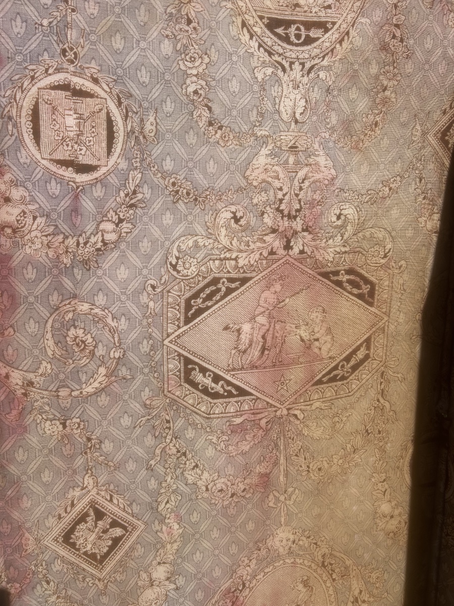 6-panel Antique Toile De Jouy Screen With Patina, 19th-century Antique Furniture From A Castle-photo-8